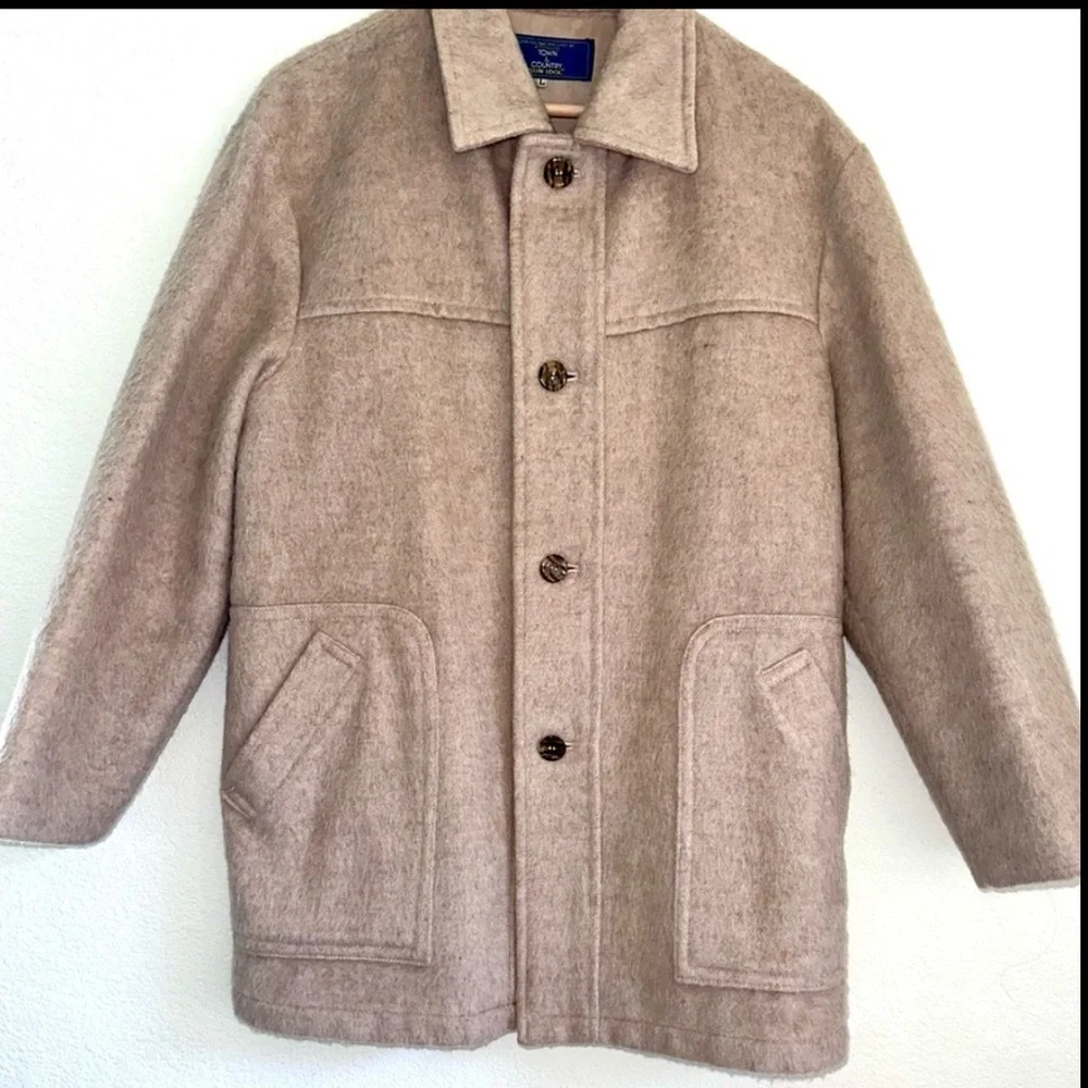 Vintage Made in Japan-Town & Country Sun Idol Alpaca Work Jacket-Soft Tan-Size L
